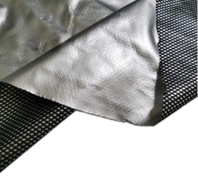SZ YF Mesh Composite TPU Silver Film Clip Mesh Composition: Polyester Weight: 75g Yarn Count: 75D*75D 2.5ply back view